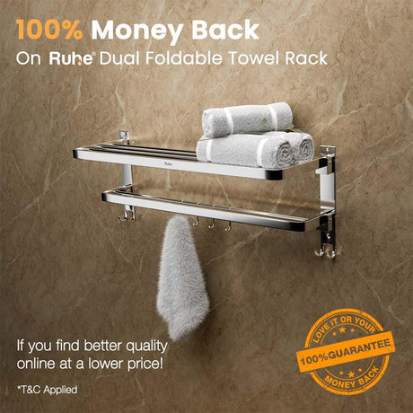 Dual Foldable 304-Grade Towel Rack (24 Inches)