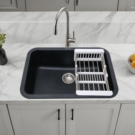Quartz Single Bowl Round Kitchen Sink (24 x 18 x 9 Inches)